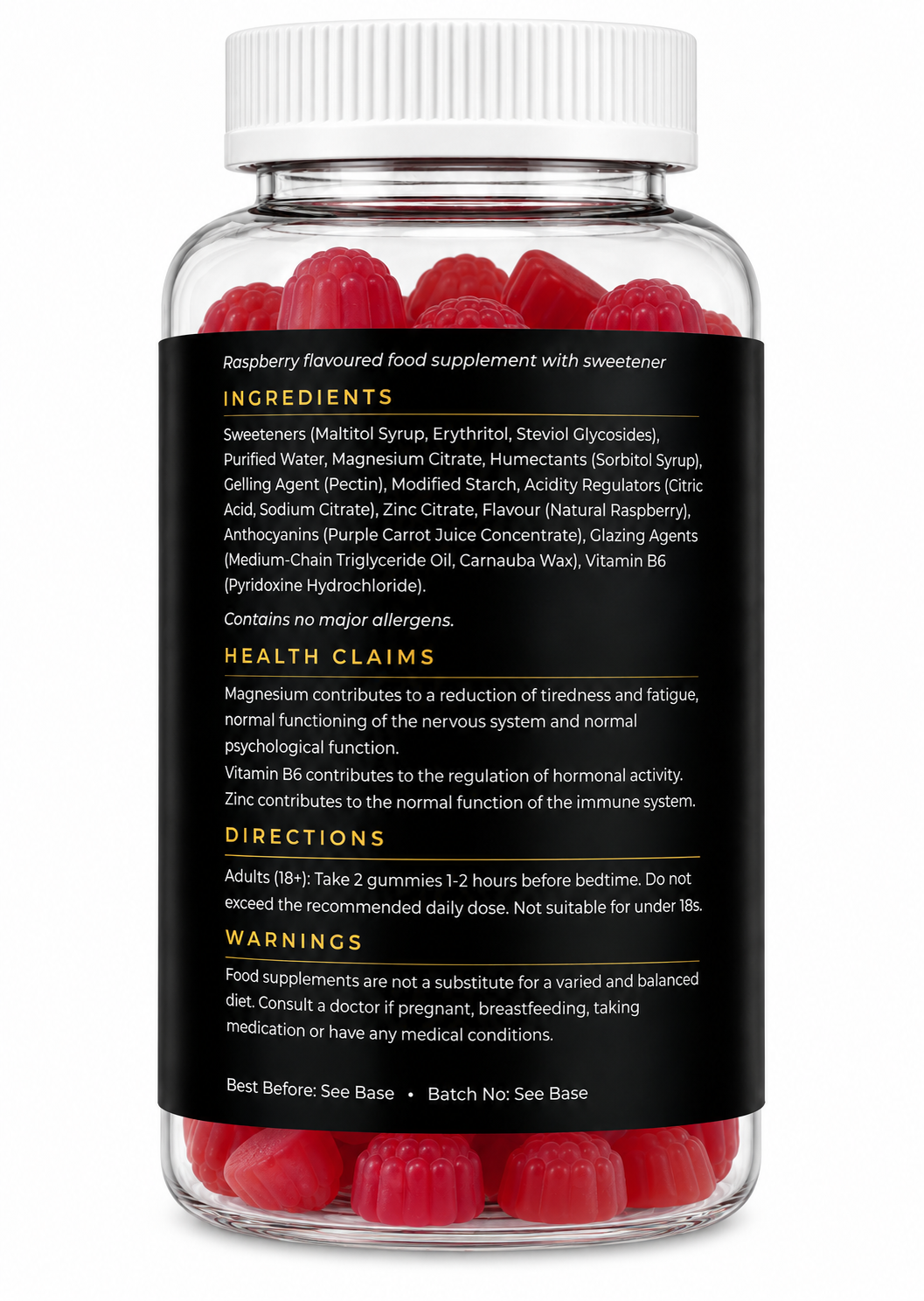 HerMAGic NIGHT Magnesium Citrate Gummies with Vitamin B6 and Zinc for Women | Vegan Sugar Free | 60 Natural Raspberry Gummies | 30 Day Supply