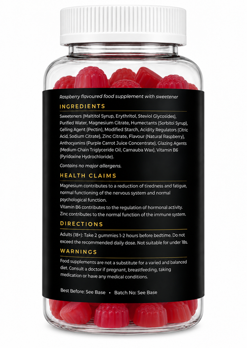 HerMAGic NIGHT Magnesium Citrate Gummies with Vitamin B6 and Zinc for Women | Vegan Sugar Free | 60 Natural Raspberry Gummies | 30 Day Supply